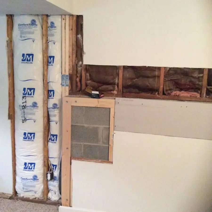 Wall insulation replacement during Basement Flood Cleanup in Otsego
